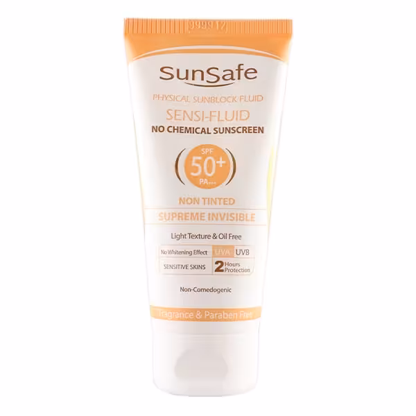 فلوئید ضد آفتاب SPF50  فیزیکال سان سیف مناسب پوست ‌های حساس 50 میلی لیتر