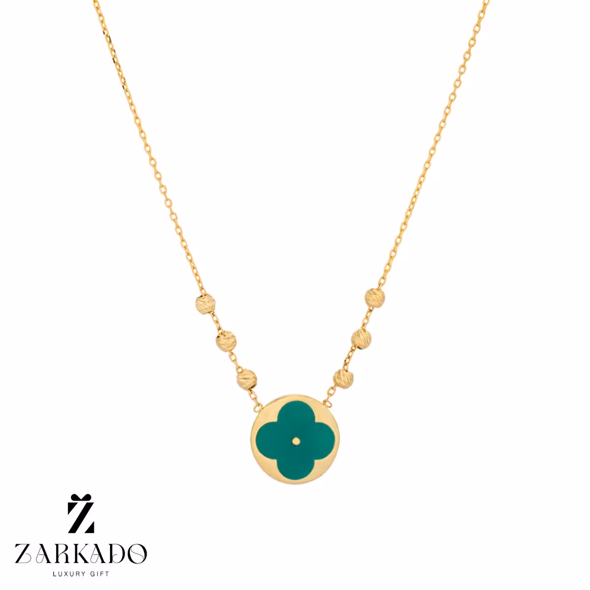 گردنبند طلا طرح ونکلیف میناکاری و گوی کد N8045