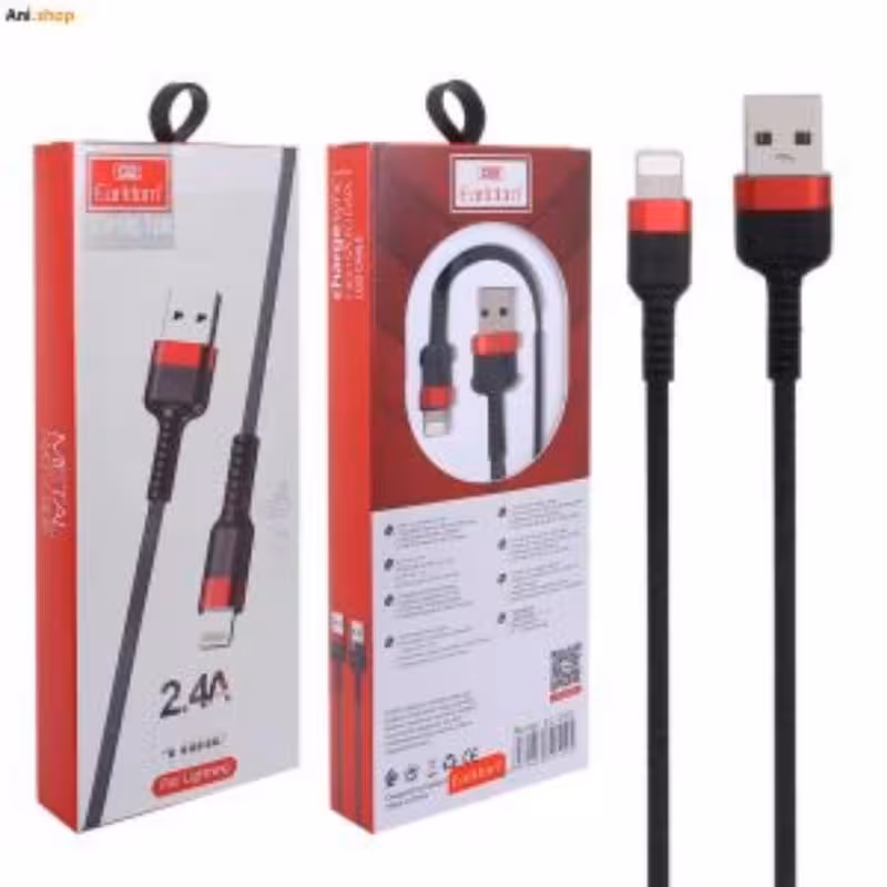 کابل شارژ فست تایپ سی Earldom مدل EC-043- مشکی قرمز