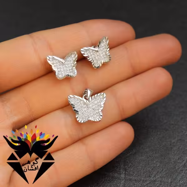 نیم ست نقره تایلندی طرح پروانه کد NS_1034