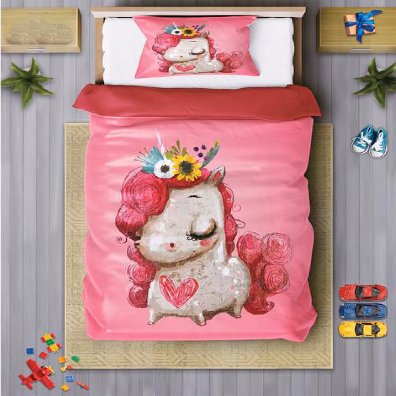 سرویس روتختی دخترانه چیداری مدل 7210 یک نفره چهار تکه