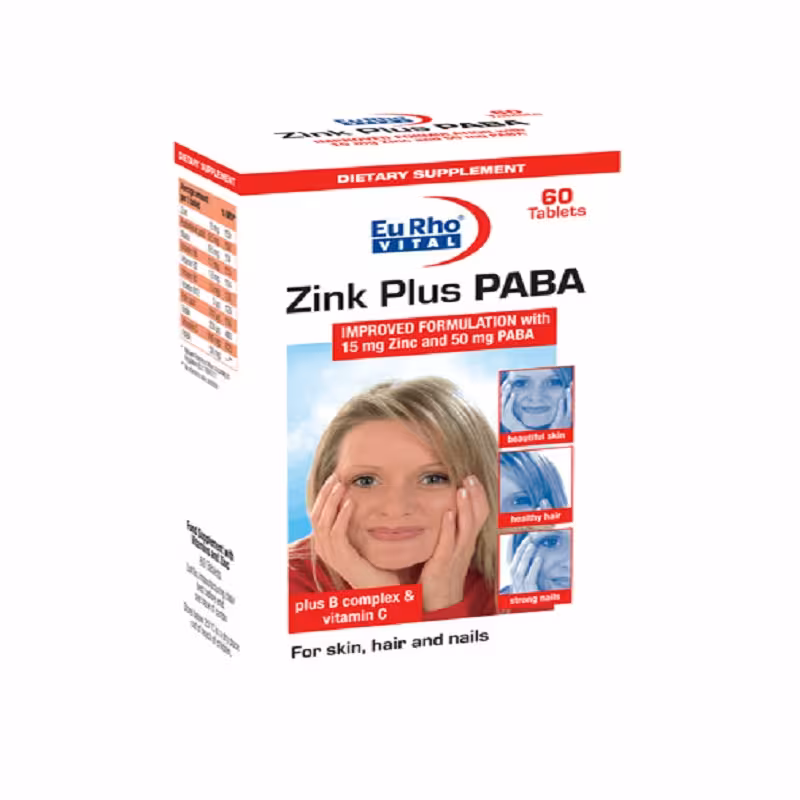 قرص زینک پلاس پابا یوروویتال 60 عدد | Eurho Vital Zin Plus Paba