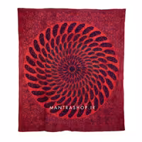 بکدراپ تپستری هندی طرح ماندالا پَر قرمز (روتختی دو نفره) کد 206