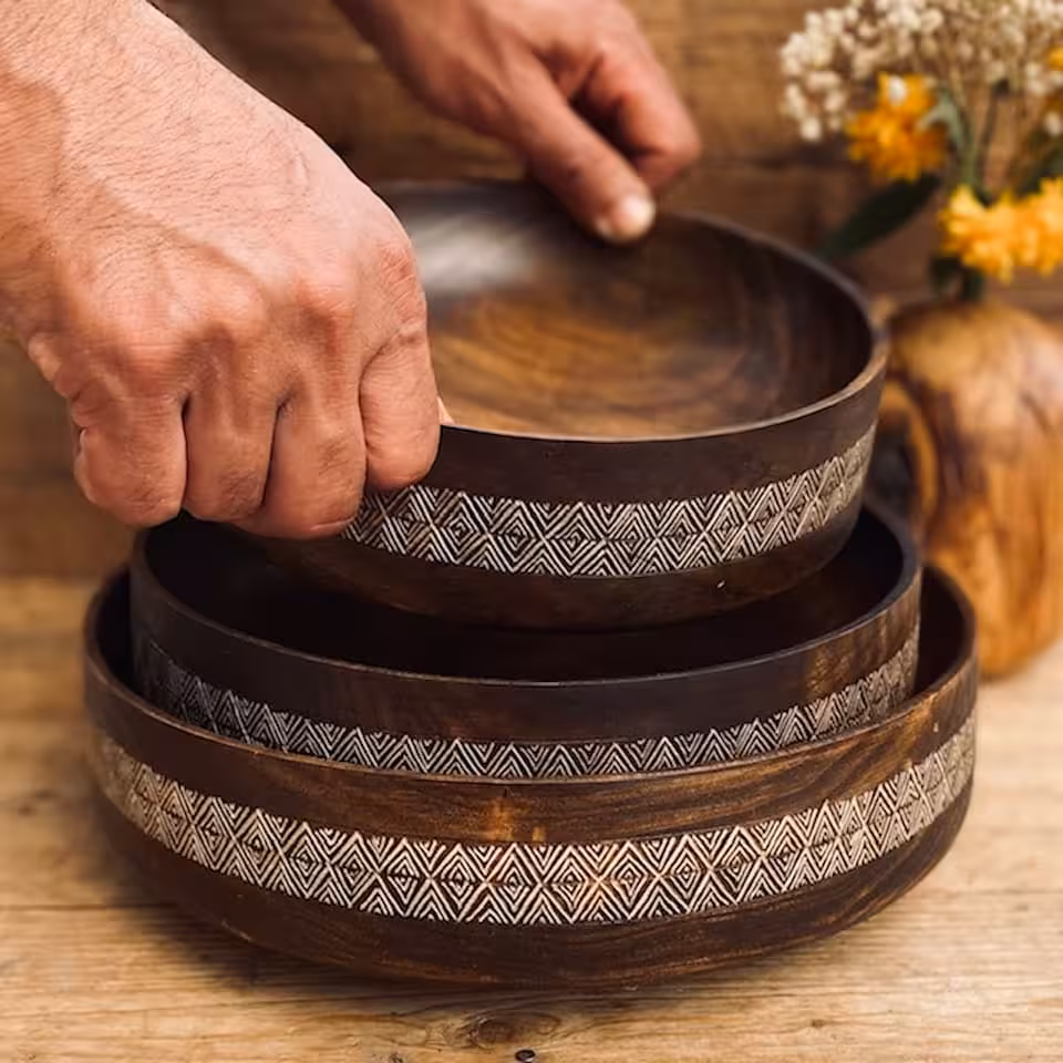 ظرف چوبی سه عددی مدل نوشا کد 010070