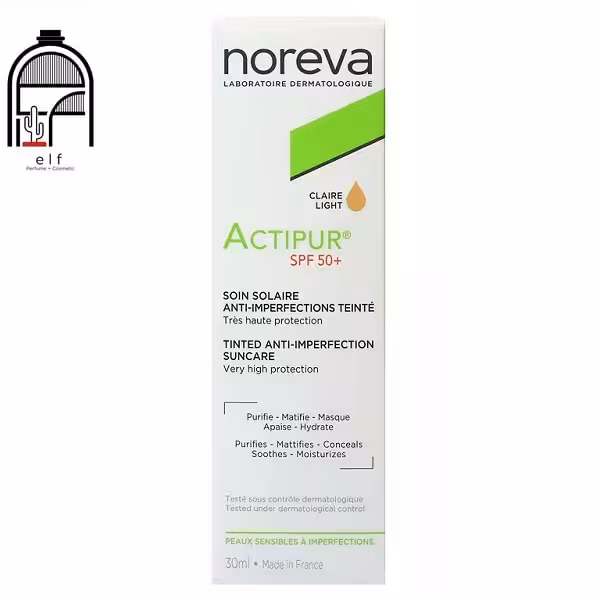 ضد آفتاب spf50 رنگی نوروا اکتی پور Noreva Actipur Soin Solaire Claire Light Spf 50
