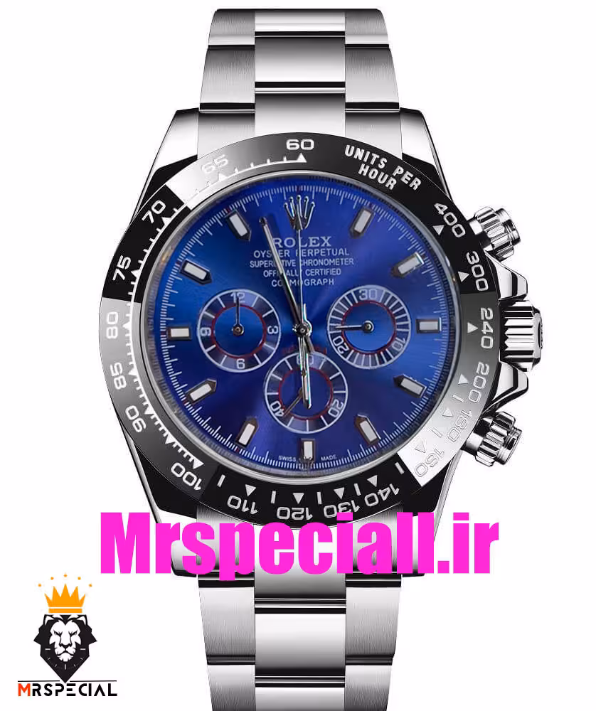 ساعت رولکس مردانه مدل دیتونا کرنوگراف استیل صفحه ابی 020858 ROLEX DAYTONA
