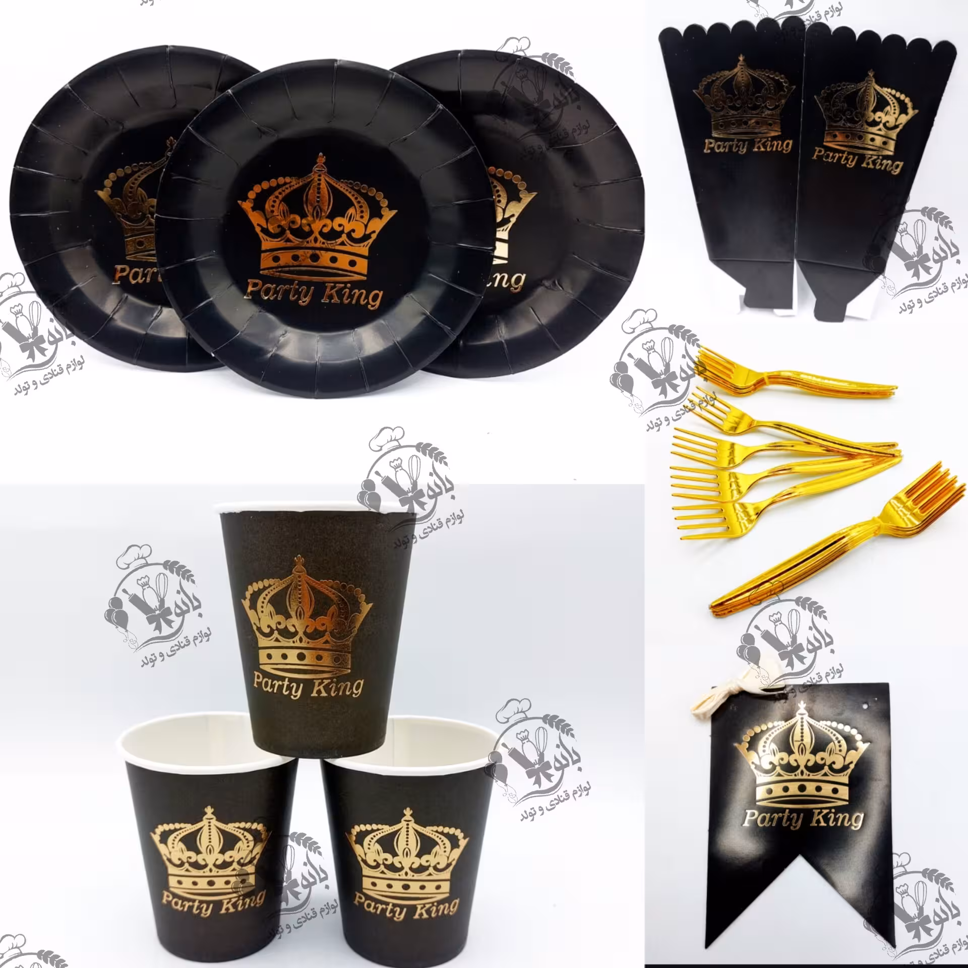 تم تولد  طلاکوب   تاج  10 عددی - 5 تکه-گلاسه درجه یک