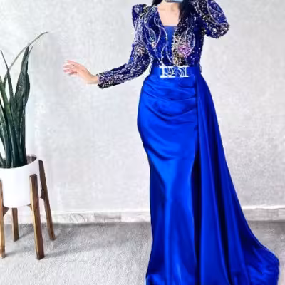 پیراهن مهمانی زنانه مخمل پولک و ساتن مدل تانیا
