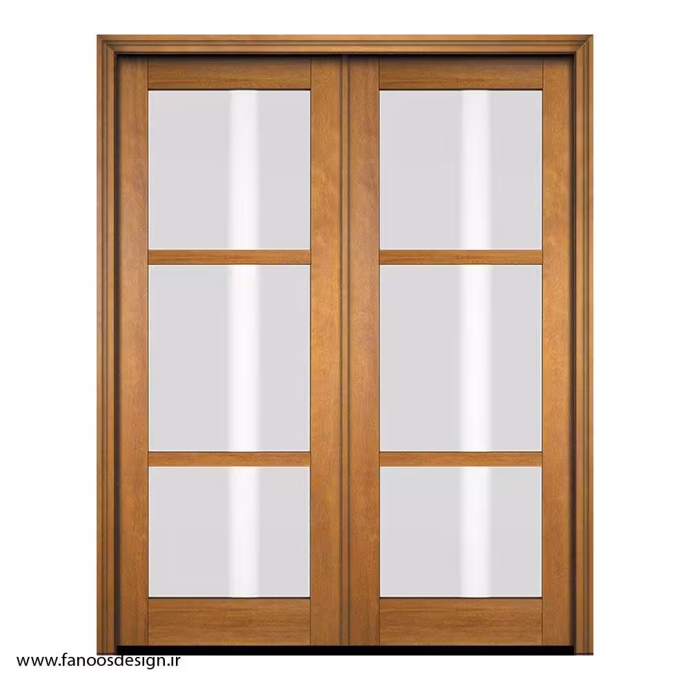 درب شیشه‌ای فریم چوبی مناسب نشیمن کد 1129