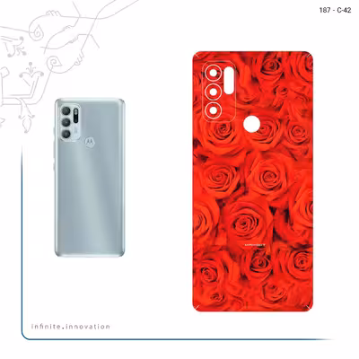برچسب پوششی ماهوت مدل Red_Flower مناسب برای گوشی موبایل موتورولا Moto G60S