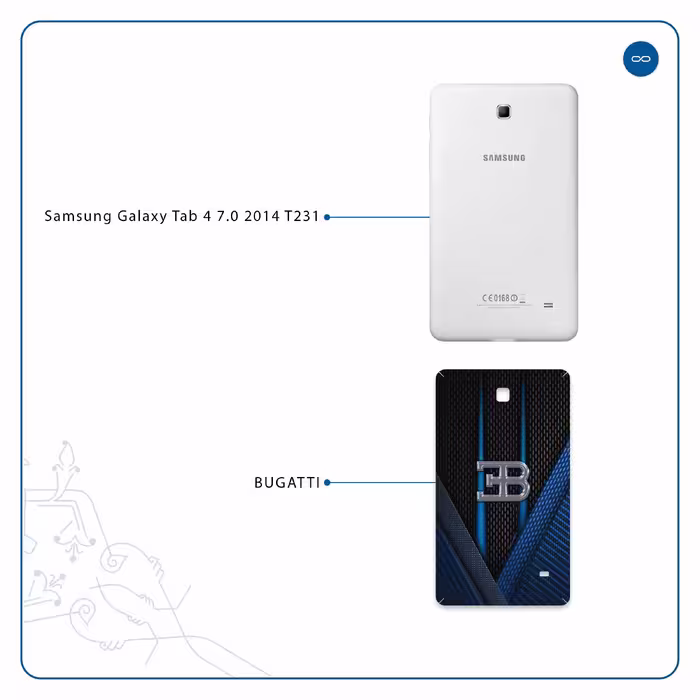 برچسب پوششی ماهوت مدل BUGATTI مناسب برای تبلت سامسونگ Galaxy Tab 4 7.0 2014 T231