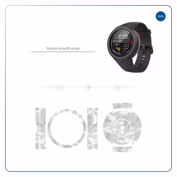 برچسب ماهوت طرح Army Snow Pixel مناسب برای ساعت هوشمند شیایومی Amazfit Verge