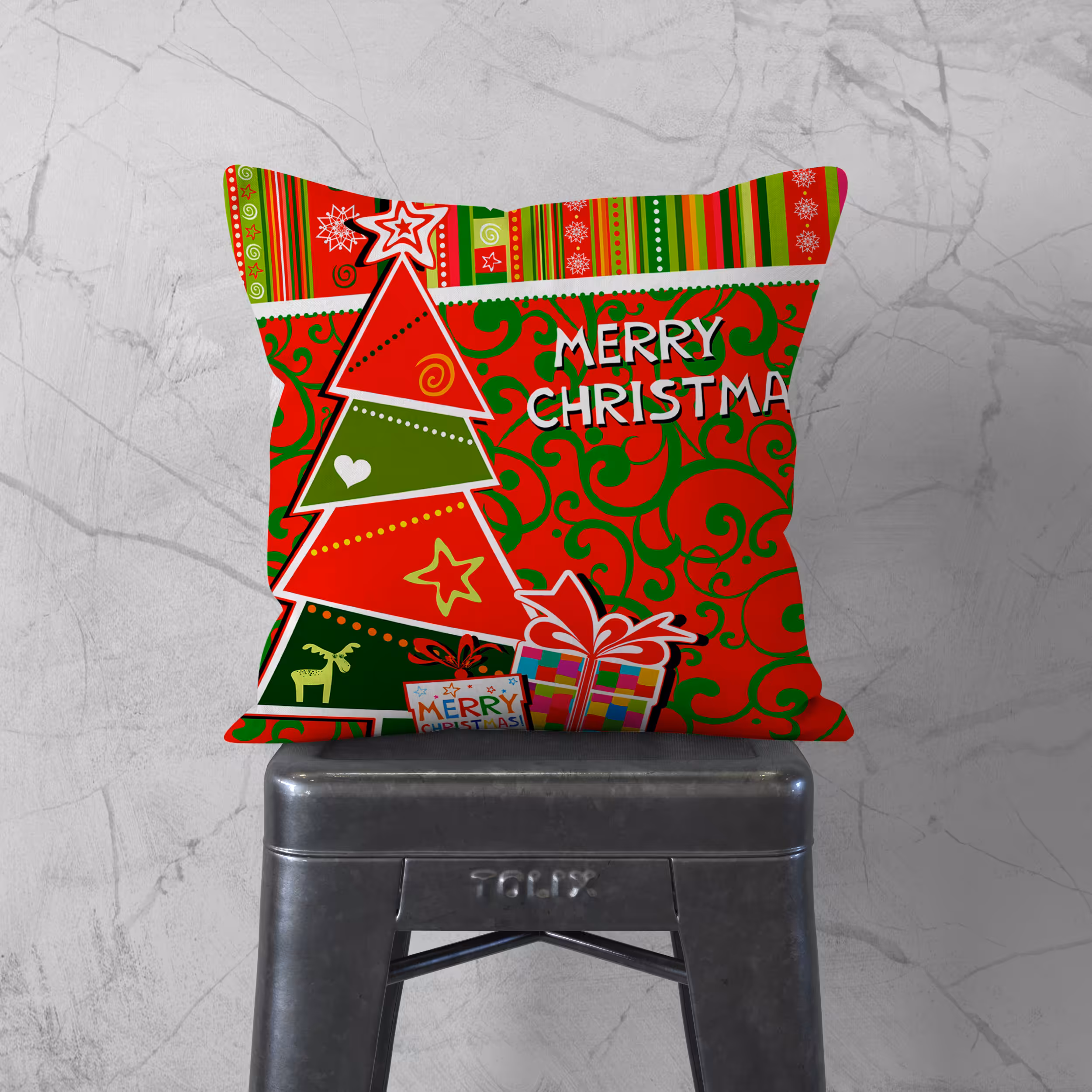 کاور کوسن مدل کریسمس دورو طرح دار کد 1058