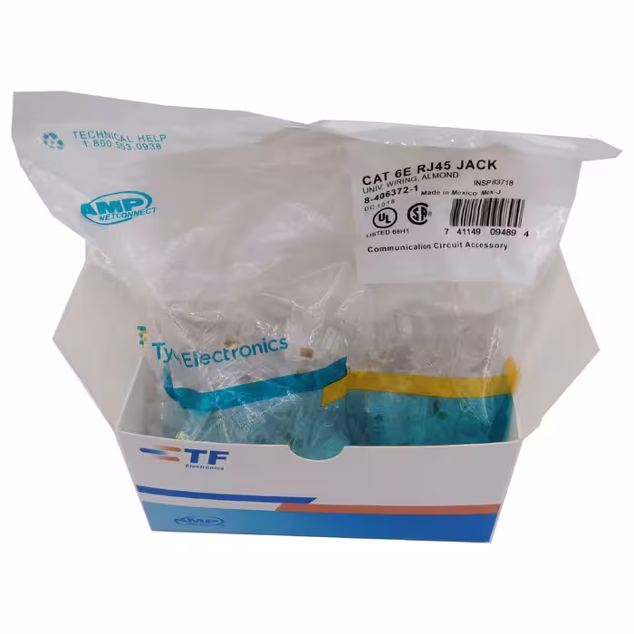 سوکت شبکه CAT6E امپ مدل JN16E بسته 100 عددی