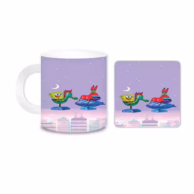 ماگ مدل باب اسفنجی کد 1926 به همراه زیر لیوانی