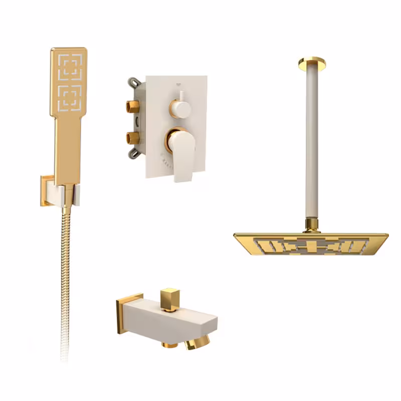 شیر حمام توکار شودر مدل رومر پلاس تیپ 4 ABS شیری طلا