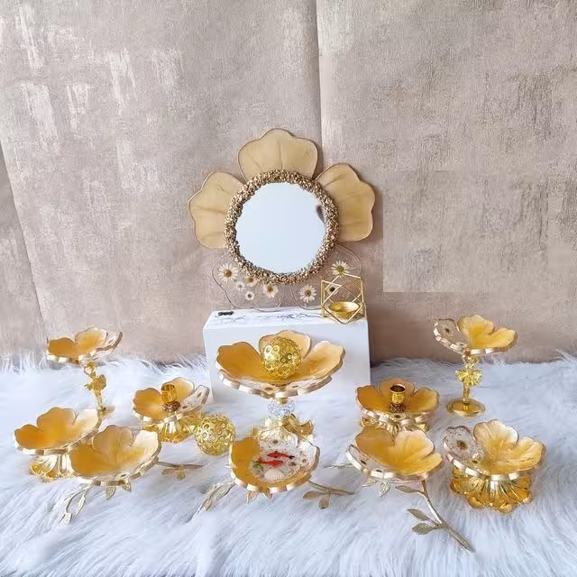 هفت سین رزینی طرح پایه برنجی و بالرین