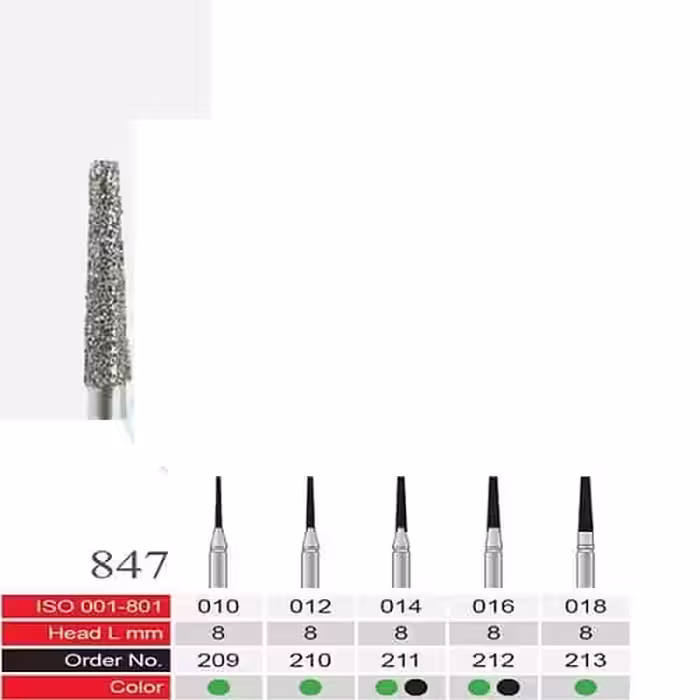 فرز الماسی دسته نقره ای BTM مدل Tapered 847 - فروشگاه تخصصی دندانپزشکی سپیرا