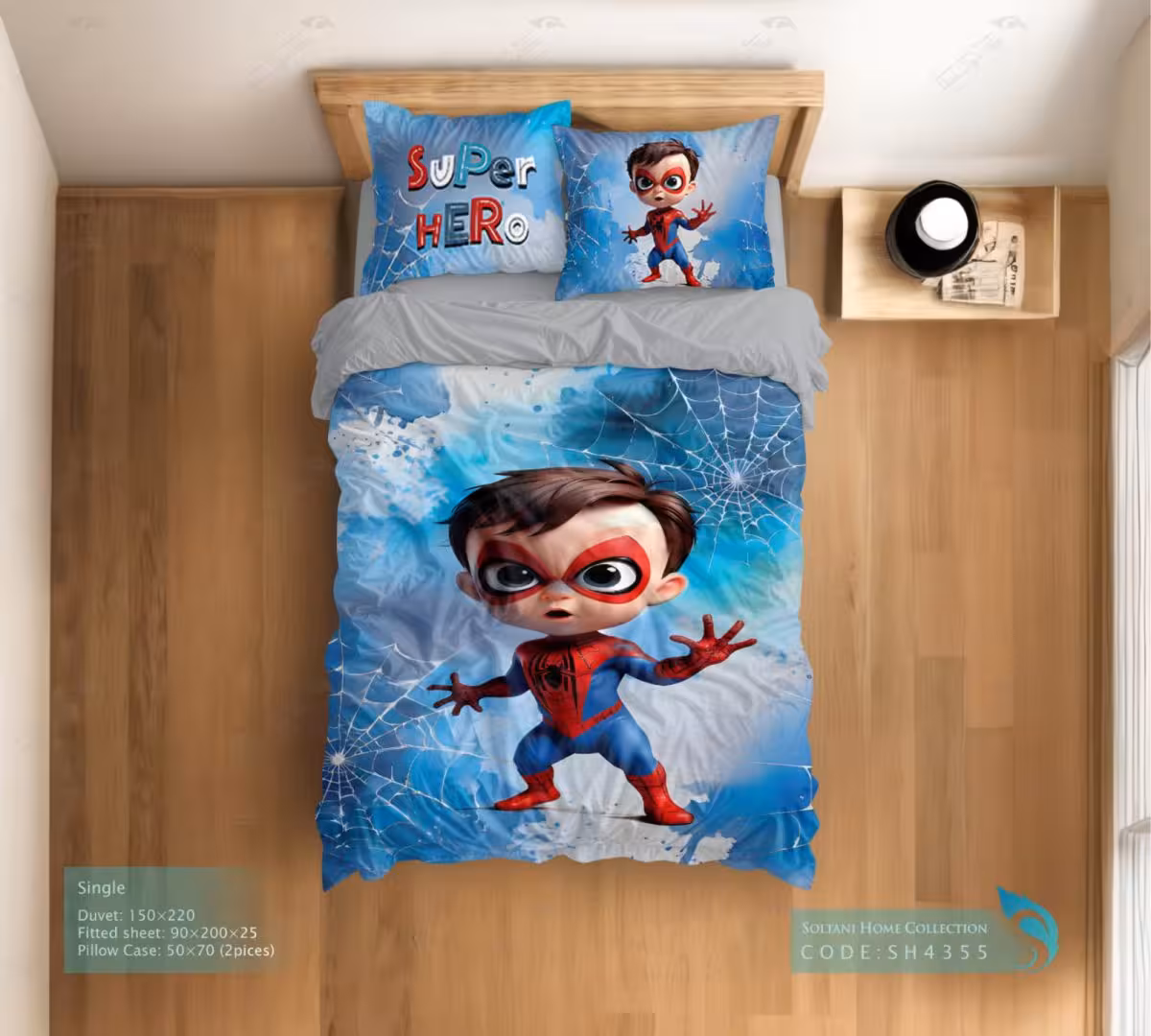 روتختی و ست کامل طرح مرد عنکبوتی سایز یکنفره کد SH4355