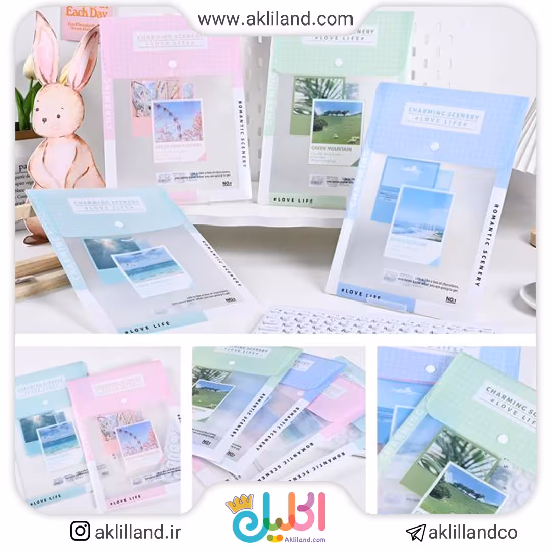 پوشه دکمه دار عمودی A4 طرح عکاسی