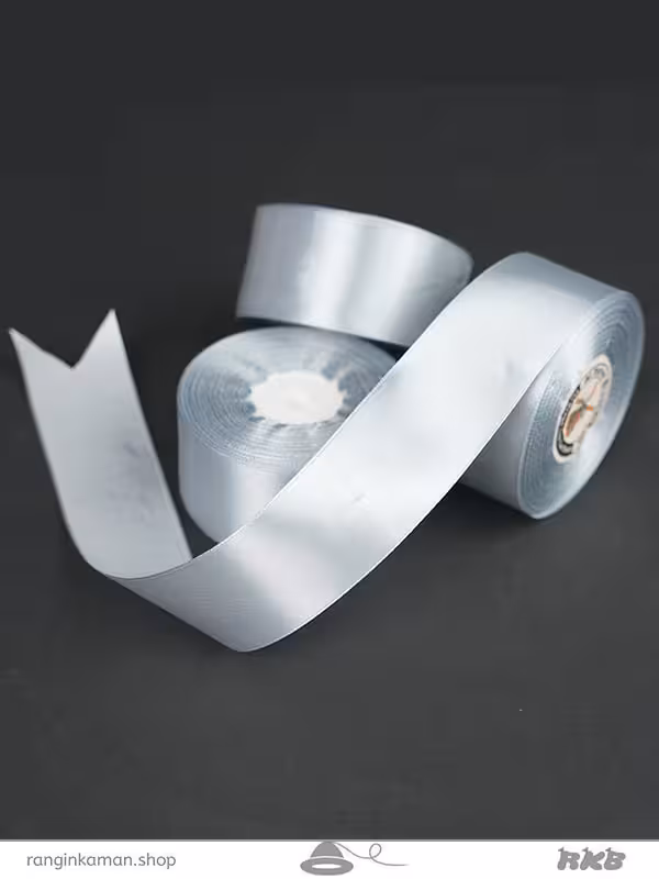 ربان ساتن پهن رنگ نقره ای Wide silver satin ribbon