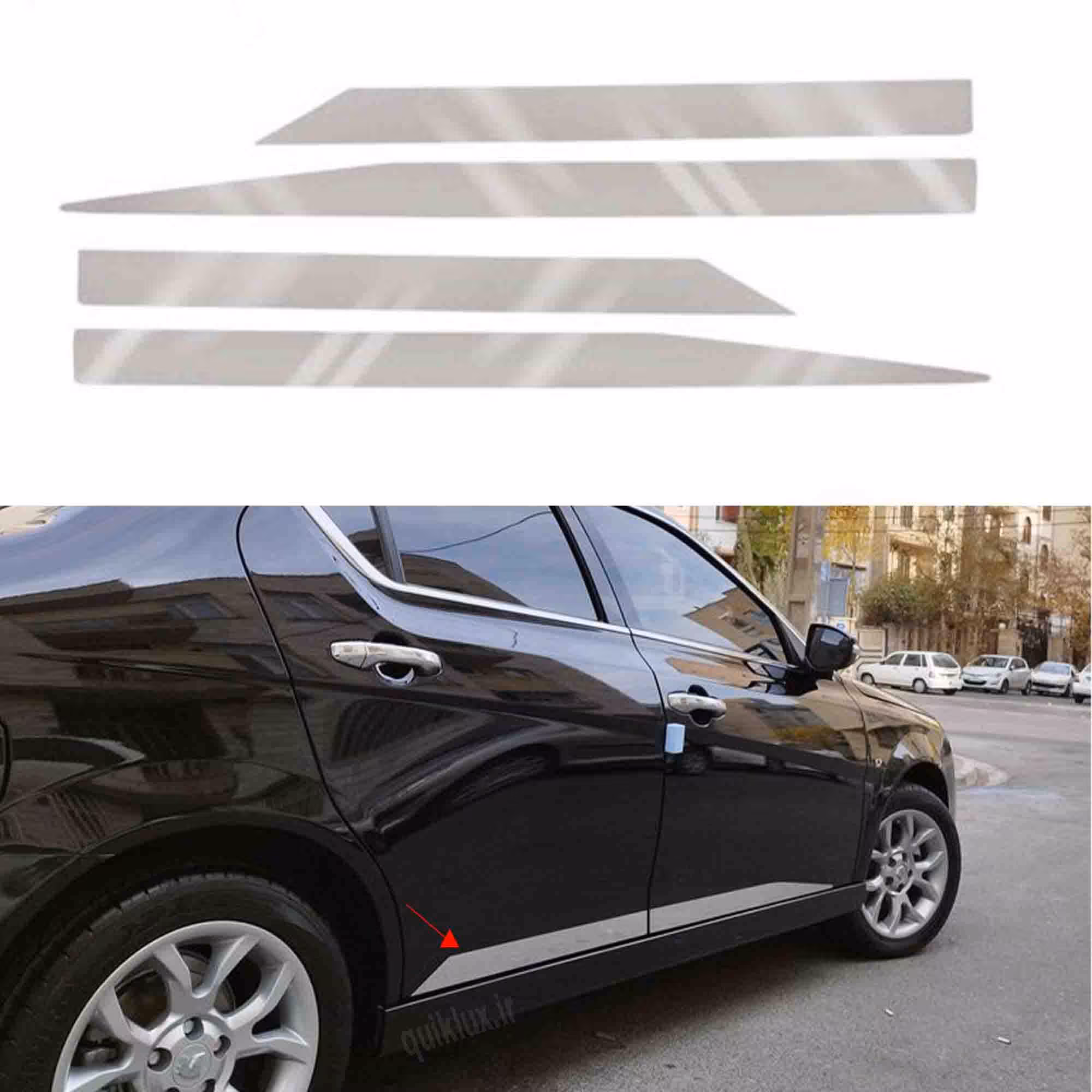 زه استیل بغل درب دنا  4 تیکه