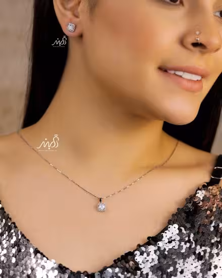 💍نیم ست مربعی ظریف (آويز ، گوشواره ) خاص و زیبا ، نقره عیار 925(N_4255)