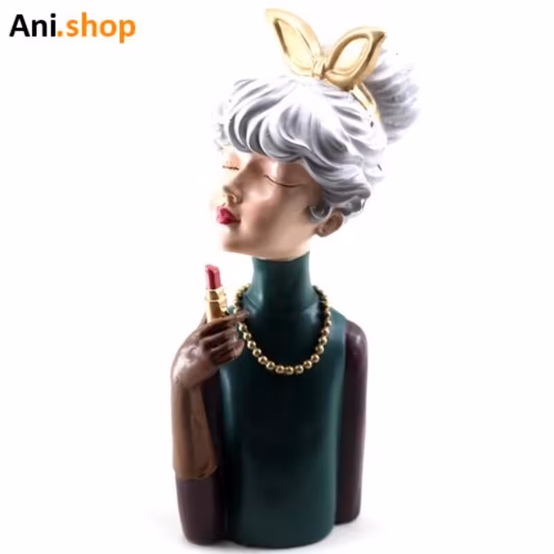 مجسمه نیم تنه دختر رژ لب به دست کد