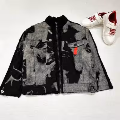 کت تک بچه گانه ترکیب کتان و تدی مشکی