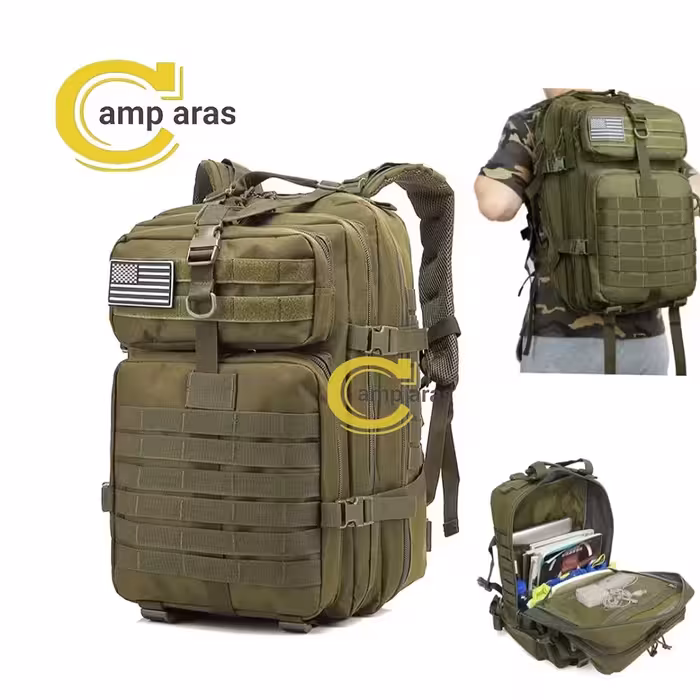 کوله پشتی تاکتیکال برزنتی 50 لیتر نظامی QTQY اورجینال - کمپ آراس