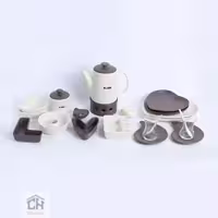 سرویس صبحانه خوری 2 نفره 23 پارچه سفید-شکلاتی مدل پیزا کد 30610