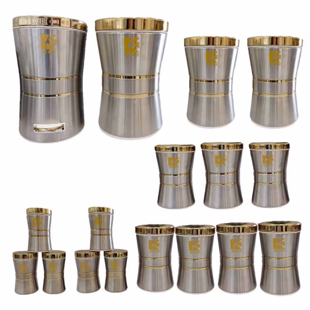 سرویس 18 پارچه  کمر باریک استیل  Mrs  درب طلایی