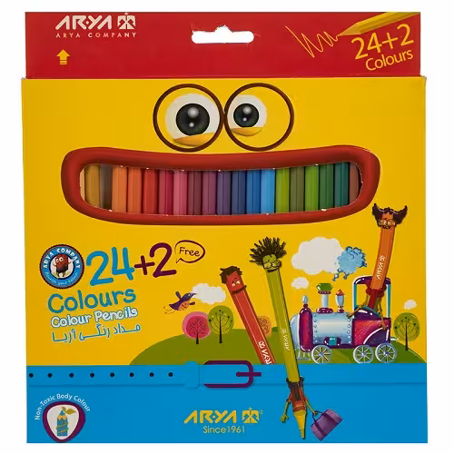 مداد رنگی 24 2 آریا با جعبه مقوایی