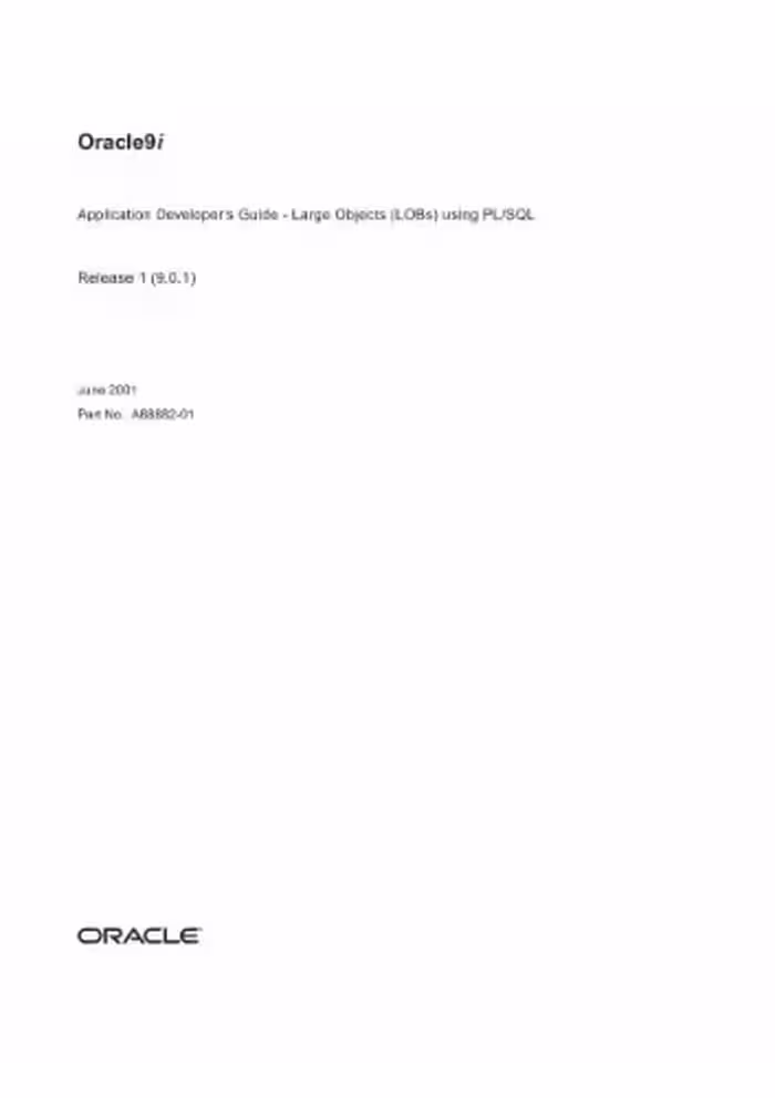 خرید و دانلود نسخه کامل کتاب Oracle9i Application Developer's Guide (LOBs) using PL SQL (Part No A88882-01) (Release 1(9 0 1)) (2001)