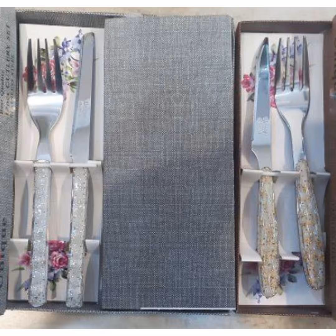 کارد چنگال دسته اکلیلی یونیک حک یونیک تیغه یه تیکه