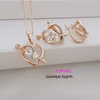 نیم ست ژوپینگ کاملا رنگ ثابت با زنجیر و ارسال رایگان فوق العاده شیک حک خورده با آبکاری طلا ورق بزنید 