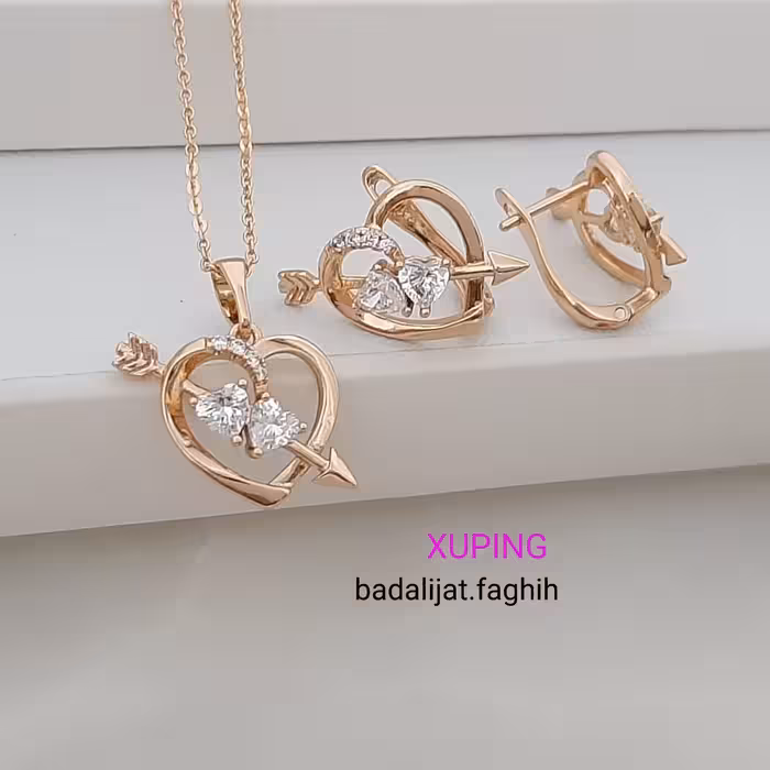 نیم ست ژوپینگ کاملا رنگ ثابت با زنجیر و ارسال رایگان فوق العاده شیک حک خورده با آبکاری طلا ورق بزنید 