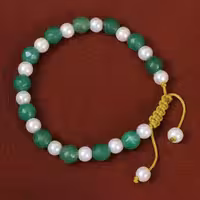 دستبند عقیق با مروارید زنانه کد 26966 - جواهری مشاهیر