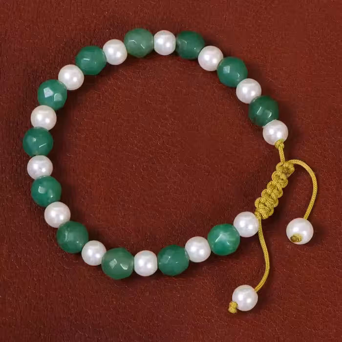 دستبند عقیق با مروارید زنانه کد 26966 - جواهری مشاهیر