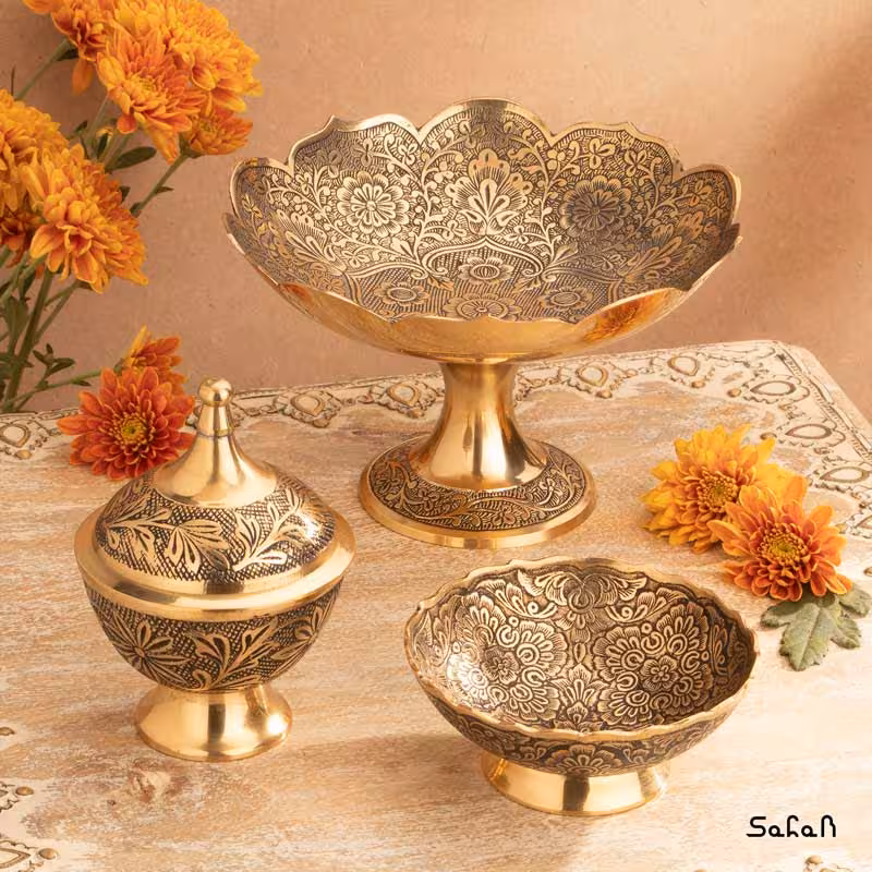 ست پذیرایی برنجی طلایی کد 193