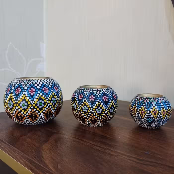 صنایع دستی نقطه کوبی جاشمعی شمعدان شمع دان هفت سین دکور خاص کادو هدیه کلاسیک تزئین تزئینی جذاب کنسول میز 