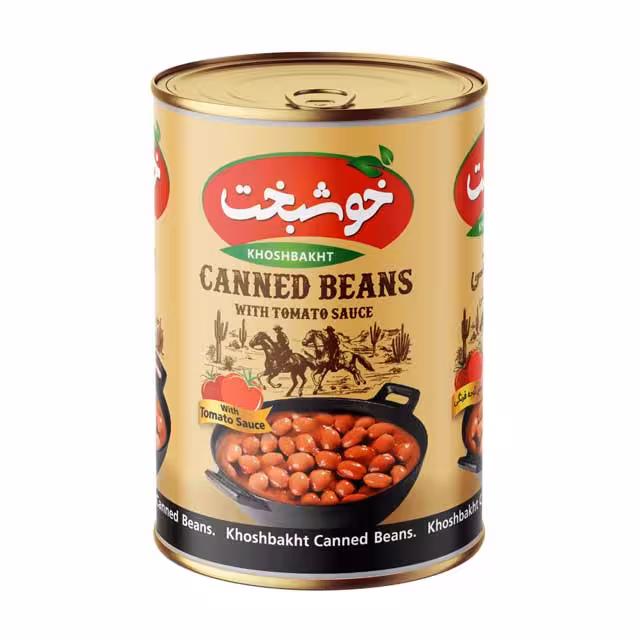 کنسرو لوبیا چیتی با سس گوجه فرنگی خوشبخت 380 گرمی