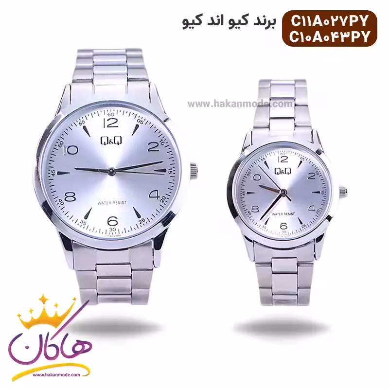 ساعت کیو اند کیو ست نقره ای صفحه سفید C10A-043PY , C11A027PY