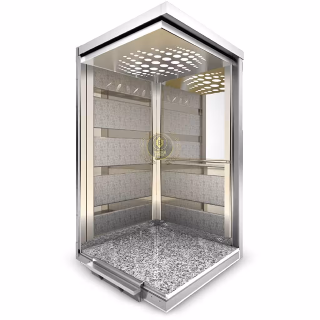کابین آسانسور استیل نقره ای کد 10218
