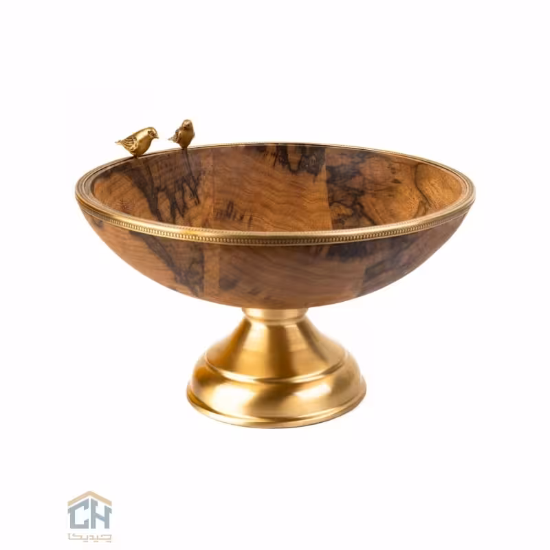 میوه خوری چوب و برنج پایه دار گلدکیش طرح WOOD مدل GK829410