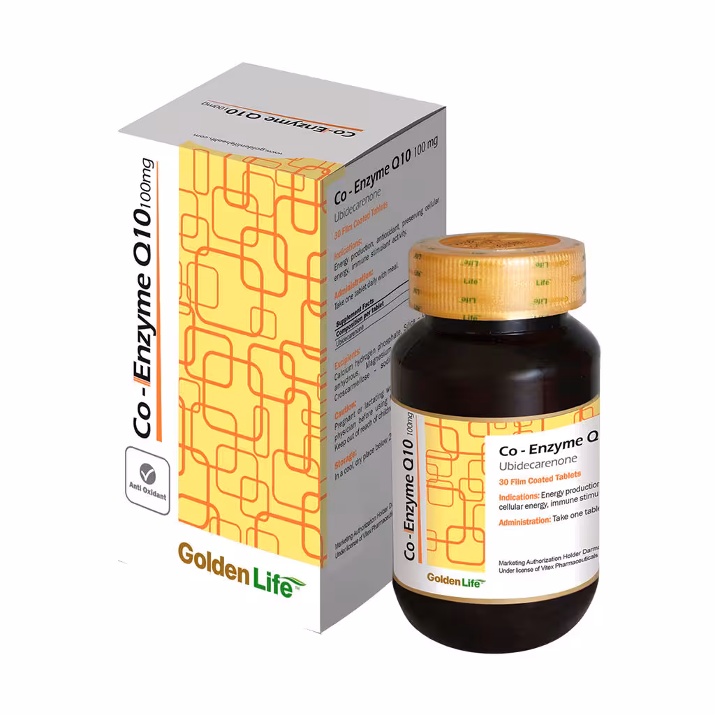 قرص کوآنزیم کیوتن 100 میلی گرم گلدن لایف | Golden Life CO-Enzyme Q10 Ubidecarenone