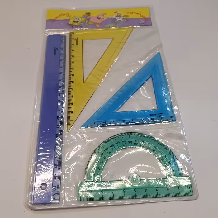 ست 4عددی نقاله گونیا خط کش ژله ای گونیا 30در60 و گونیا 45در45