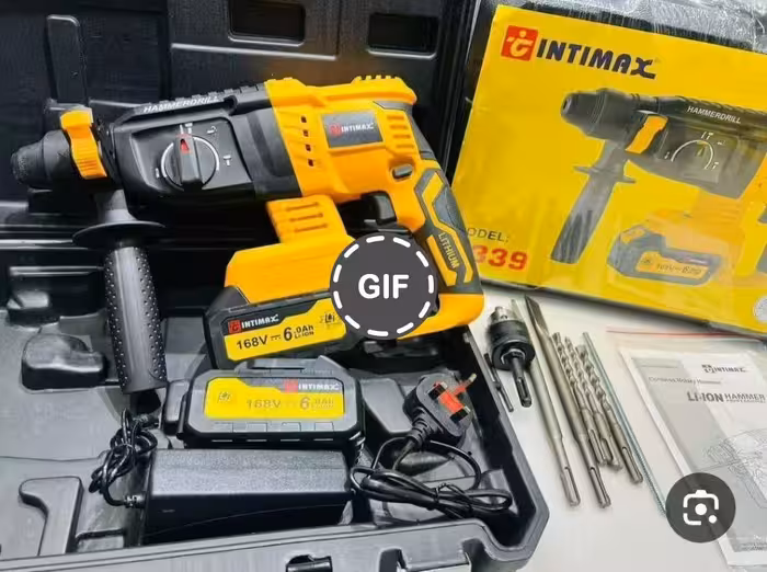 دریل بتن کن شارژی 3 کیلوی 3 کاره دو باطری 168 ولت اینتیمکس مدل 0339