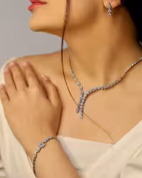 سرویس مجلل نقره جواهری زنانه کد 60408