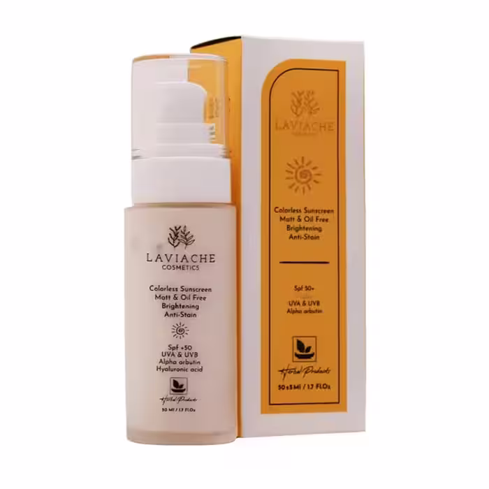 کرم ضدآفتاب  SPF50 بی رنگ بر پایه آب لاویاچه 60 میلی‌لیتر Laviache